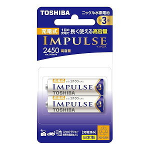 TOSHIBA �j�b�P�����f�d�r �[�d��IMPULSE ���e�ʃ^�C�v �P3�`�[�d�r(min.2,450mAh) 2�{ TNH-3AH2P
