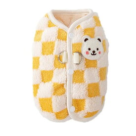 犬服 Tシャツ 秋冬服 ベスト ストライプ柄 背中開き 暖かい ペット服 フェザーベスト 犬猫 洋服 前あき 前ボタン 小型犬 中型犬可愛い 柔らかい コットン お散歩 户外 軽量 着脱簡単 冬服 袖なし暖かい ダウン ドッグウェア 雪对策 防寒着