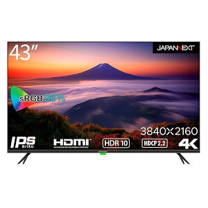 JAPANNEXT 43�C���` ��^ ���j�^�[ 4K UHD 3840x2160�𑜓x IPS �f�B�X�v���C �f�W�^�� �T�C�l�[�W (HDMI/�X�s�[�J�[����/VESA�Ή�/�u���[���C�g�J�b�g) JN-IPS4302TUHDR