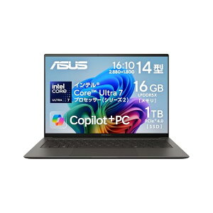 ASUS �m�[�g�p�\�R�� Zenbook S 14 UX5406SA 14�^ �C���e�� Core Ultra 7 256V ������ 16GB SSD 1TB Windows 11 �d�� 1.2kg Wi-Fi 7 Type-C���d�Ή� ��F�� �L�@E