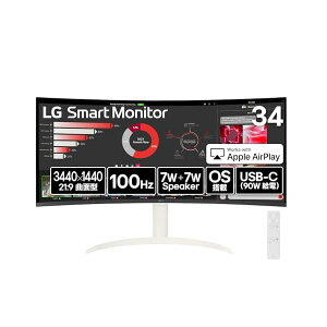 LG Monitor ���j�^�[ �f�B�X�v���C 34SR63QA-W 34�C���` �Ȗ� 1800R /21:9 �E���g�����C�h(3440×1440)/100Hz/USB Type-C�i�ő�90W���d�j/sRGB 99%/HDR/�A���`�O���A/�������邳