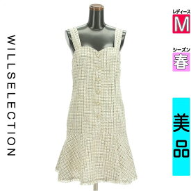 【中古】 ＼売り尽くし!／【大幅値下】 ウィルセレクション WILLSELECTION キャミワンピース M アイボリー レディース 春 /ラメ混チェックジャンパースカート