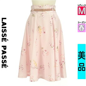 【超得★4/2(火)まで!P10倍】【中古】 ＼売り尽くし!／【大幅値下】 レッセパッセ LAISSE PASSE スカート M ピンク レディース 春 /微光沢花柄膝下フレアスカート