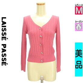 【超得★4/2(火)まで!P10倍】【中古】 ＼売り尽くし!／【大幅値下】 レッセパッセ LAISSE PASSE カーディガン ボレロ M ピンク レディース 春 /パールボタンニットカーディガン