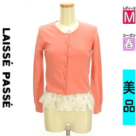 【超得★4/2(火)まで!P10倍】【中古】 ＼売り尽くし!／【大幅値下】 レッセパッセ LAISSE PASSE アンサンブル M ピンク レディース 春 /花柄シフォンカットソー＋ニットカーディガン【ブランド古着のファレット】