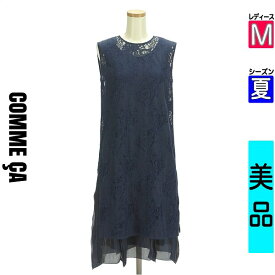 【中古】 ＼売り尽くし!／【大幅値下】 コムサ COMME CA ワンピース チュニック ノースリーブ M 紺色/ネイビー レディース 夏 /インナーワンピ付き総レース膝下ワンピース