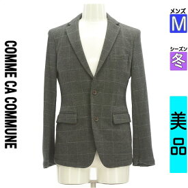 【中古】 ＼売り尽くし!／【大幅値下】 コムサコミューン COMME CA COMMUNE ジャケット M グレー メンズ 冬 /グラフチェック柄テーラードニットジャケット 【ブランド古着のファレット】