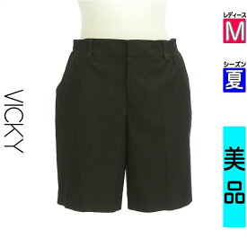 【超得★15%OFFクーポン】【中古】 ＼売り尽くし!／【大幅値下】 ビッキー VICKY ショートパンツ ハーフパンツ M ブラック レディース 夏 /センタープレスストレッチショートパンツ 【ブランド古着のファレット】