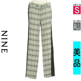 【中古】 ＼売り尽くし!／【大幅値下】 ナイン NINE パンツ S グレー レディース オールシーズン /チェック柄切替ストレートパンツ【期間限定値下げ】