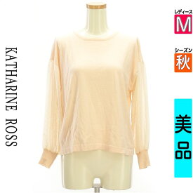 【超得★20%OFFクーポン】【中古】 ＼売り尽くし!／【大幅値下】 キャサリンロス KATHARINE ROSS ニット 長袖 M ベージュ レディース 秋 /ドットシアー袖切替ニット