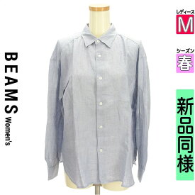 【29日(水)19:00~ポイント10倍】【中古】 ＼売り尽くし!／【大幅値下】 ビームス　ウーマン BEAMS Women's カジュアルシャツ 長袖 M 水色/ライトブルー レディース 春 /バックギャザーリネンシャツ