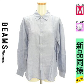 【29日(水)19:00~ポイント10倍】【中古】 ＼売り尽くし!／【大幅値下】 ビームス　ウーマン BEAMS Women's カジュアルシャツ 長袖 M 水色/ライトブルー レディース 春 /バックギャザーリネンシャツ