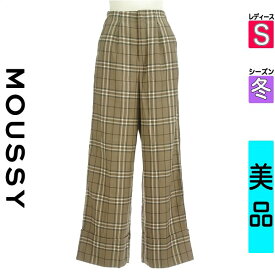 【超得★4/2(火)まで!P10倍】【中古】【セール】 マウジー MOUSSY パンツ S ベージュ レディース 冬 /サイドラインチェック柄ワイドパンツ【ブランド古着のファレット】