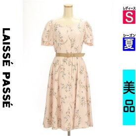 【超得★4/2(火)まで!P10倍】【中古】【セール】 レッセパッセ LAISSE PASSE ワンピース チュニック 半袖 S ピンク レディース 夏 /ベルト付き花柄フェミニン膝下ワンピース【ブランド古着のファレット】