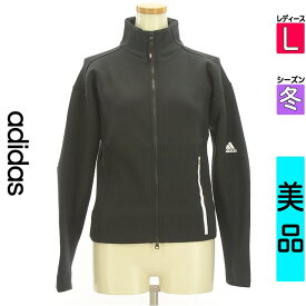 【25日(土)限定★20%OFFクーポン×P10倍】【中古】 【セール】 アディダス adidas スウェット パーカー 長袖 L ブラック レディース 冬 /ダブルジップハイネックブルゾン