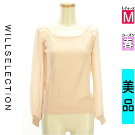 【超得★15%OFFクーポン】【中古】【セール】 ウィルセレクション WILLSELECTION ニット 長袖 M ピンク レディース 春 /シフォンスリーブ切替ニット 【ブランド古着のファレット】