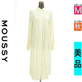 【マラソン限定!P10倍×10%OFFクーポン】【中古】 【セール】 マウジー MOUSSY ワンピース チュニック 長袖 M アイボリー レディース 秋 /ピンタックロングワンピース