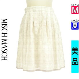 【中古】 【セール】 ミッシュマッシュ MISCH MASCH スカート M ホワイト レディース 夏 /チェック×花刺繍膝丈スカート