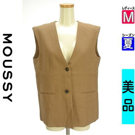 【中古】【セール】 マウジー MOUSSY ベスト ジレ M ベージュ レディース 夏 /リネンライクオーバーサイズベスト 【ブランド古着のファレット】