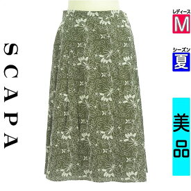 【中古】【セール】 スキャパ SCAPA スカート M カーキ レディース 夏 /花刺繍入りミディスカート【期間限定値下げ】