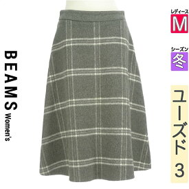 【中古】【セール】 ビームス　ウーマン BEAMS Women's スカート M グレー レディース 冬 /チェックウール混膝下丈スカート 【ブランド古着のファレット】