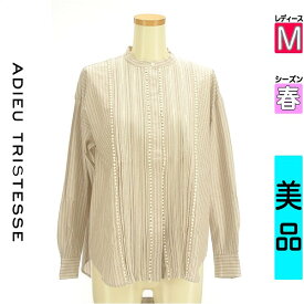 【39h限定★20%OFFクーポン】【中古】【セール】 アデュートリステス ADIEU TRISTESSE ブラウス 長袖 M ベージュ レディース 春 /ストライプ柄ノースリブラウス