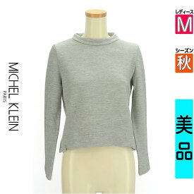 【超得★39h限定!ポイント10倍】【中古】【セール】 ミッシェルクラン MICHEL KLEIN カットソー プルオーバー 長袖 M グレー レディース 秋 /モックネック起毛カットソー