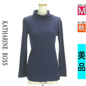 【超得★20%OFFクーポン】【中古】【セール】 キャサリンロス KATHARINE ROSS ニット 長袖 M 紺色/ネイビー レディース 秋 /サイドタックタートルネックリブトップス