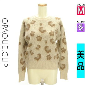 【超得★20%OFFクーポン】【中古】【セール】 オペークドットクリップ OPAQUE.CLIP セーター 長袖 M ベージュ レディース 冬 /お花レオパード柄モヘヤ混ニットトップス