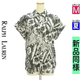 【25日(土)限定★20%OFFクーポン×P10倍】【中古】 【セール】 ラルフローレン Ralph Lauren ブラウス 半袖 M ブラック レディース 夏 /ラウンドヘムアロハシャツ