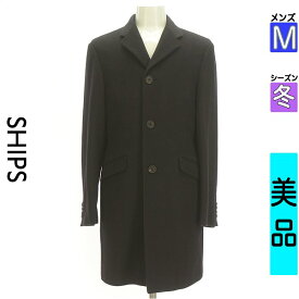 【中古】【セール】 シップス SHIPS コート M ブラック メンズ 冬 /カシミヤ混チェスターコート
