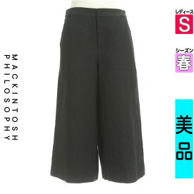 【中古】【新着】 マッキントッシュ フィロソフィー MACKINTOSH PHILOSOPHY パンツ S ブラック レディース 春 /クロップドワイドパンツ 【ブランド古着のファレット】