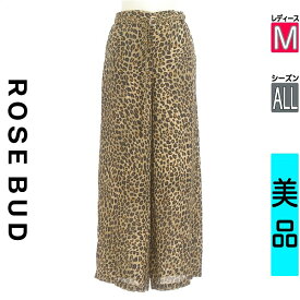 【39h限定!30%OFFクーポン】【中古】【セール】 ローズバッド ROSE BUD パンツ M ベージュ レディース オールシーズン /ベルト付きレオパード柄シフォンワイドパンツ スーパーSALE