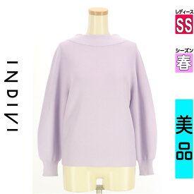 インディヴィ INDIVI ニット レディース 春 長袖 パープル SS ボリューム袖モックネックニット 【中古】【古着】【セール】
