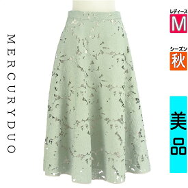 ＼期間限定!10%OFFクーポンで5643円／ マーキュリーデュオ MERCURYDUO ロングスカート マキシスカート レディース 秋 黄緑/ライトグリーン M 花柄刺しゅうレースミモレスカート 【中古】【古着】【新着】お買い物マラソン全品P5倍