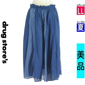 ＼期間限定!10%OFFクーポンで7524円／ ドラッグストアーズ drug store's ロングスカート マキシスカート レディース 夏 　 ブルー LL ハシゴレース切替ロングスカート 【中古】【古着】【新着】お買い物マラソン全品P5倍