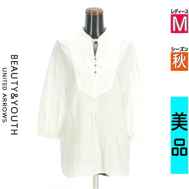 ＼期間限定!10%OFFクーポンで7623円／ ビューティ＆ユース BEAUTY&YOUTH カットソー プルオーバー レディース 秋 長袖 ホワイト M 刺しゅうヨークブラウス 【中古】【古着】【新着】お買い物マラソン全品P5倍