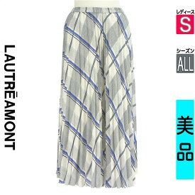 ＼期間限定!10%OFFクーポンで17127円／ ロートレアモン LAUTREAMONT ロングスカート マキシスカート レディース オールシーズン ブルー S チェック柄プリーツシフォンロングスカート 【中古】【古着】【新着】お買い物マラソン全品P5倍