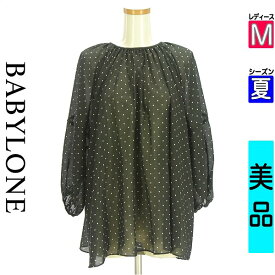 ＼期間限定!10%OFFクーポンで11682円／ バビロン BABYLONE カットソー プルオーバー レディース 夏 半袖 ブラック M ボリュームドットシアートップス 【中古】【古着】【新着】お買い物マラソン全品P5倍