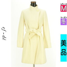 ＼期間限定!10%OFFクーポンで13563円／ エフデ ef-de コート レディース 冬 　 アイボリー M ベルト付きスタンドネックロングコート 【中古】【古着】【新着】お買い物マラソン全品P5倍