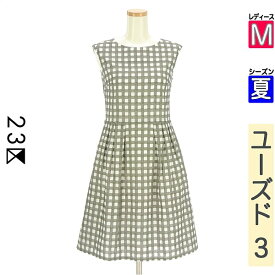 ＼期間限定!10%OFFクーポンで6039円／ 23区 ニジュウサンクワンピース チュニック レディース 夏 ノースリーブ グレー M チェック刺しゅう膝丈フレアワンピース 【中古】【古着】【新着】お買い物マラソン全品P5倍