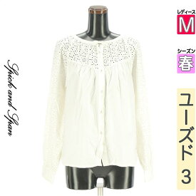 ＼期間限定!10%OFFクーポンで4752円／ スピック＆スパン Spick and Span ブラウス レディース 春 長袖 ホワイト M カットワークレース切替ノーカラーブラウス 【中古】【古着】【新着】お買い物マラソン全品P5倍