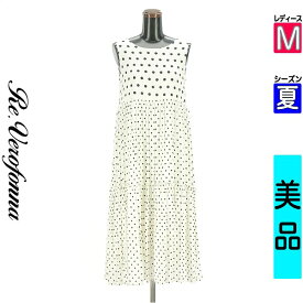 ＼期間限定!10%OFFクーポンで16731円／ ヴェロフォンナ Re.Verofonna キャミワンピース レディース 夏 ホワイト M ドット柄ノースリティアードフリルワンピース 【中古】【古着】【新着】お買い物マラソン全品P5倍