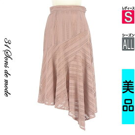 ＼14周年祭★全品15%OFFクーポン／ トランテアン ソン ドゥ モード 31 Sons de mode ロングスカート マキシスカート レディース オールシーズン パープル S イレギュラーヘムレーススカート 【中古】【古着】【セール】