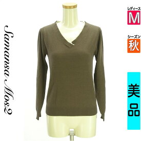 サマンサモスモス Samansa Mos2 ニット レディース 秋 長袖 ブラウン M レースVネックニット 【中古】【古着】【セール】
