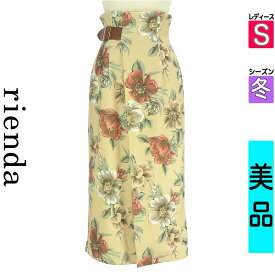 【注目★全品ポイント11倍】 リエンダ rienda ロングスカート マキシスカート レディース 冬 　 ベージュ S 花柄ラップ風ミモレスカート 【中古】【古着】【セール】