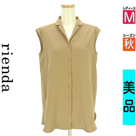 【注目★全品ポイント11倍】 リエンダ rienda ブラウス レディース 秋 ノースリーブ ブラウン M スキッパーブラウス 【中古】【古着】【セール】