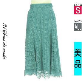 ＼14周年記念★全品15%OFFクーポン／ トランテアン ソン ドゥ モード 31 Sons de mode ロングスカート マキシスカート レディース オールシーズン 黄緑/ライトグリーン S 総レースロングスカート 【中古】【古着】【セール】