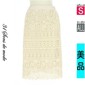 ＼14周年記念★全品15%OFFクーポン／ トランテアン ソン ドゥ モード 31 Sons de mode スカート レディース オールシーズン ベージュ S ミディ丈総レースタイトスカート 【中古】【古着】【セール】