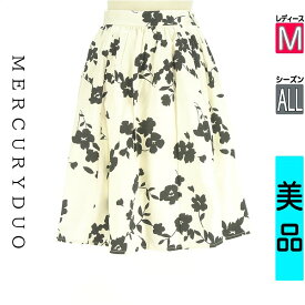 【注目★全品ポイント11倍】 マーキュリーデュオ MERCURYDUO スカート レディース オールシーズン ホワイト M 膝丈花柄フレアスカート 【中古】【古着】【セール】